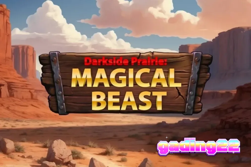 Pemandangan atmosferik Darkside Prairie: Magical Beasts dengan bison yang megah di latar belakang ngarai.
